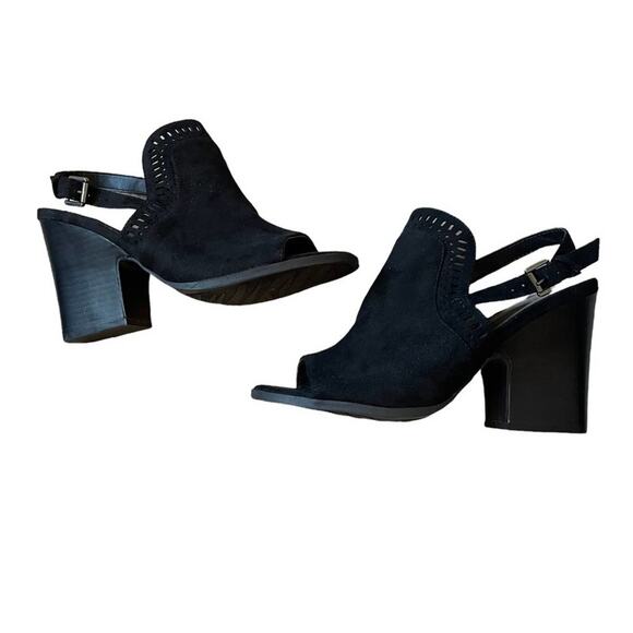 New Carlos Santana Trinity Black Faux‎ Suede Heels Shoes Size 8.5 - Picture 3 of 9